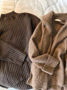 Cozy Neutral Knit Bundle | Oversized Sweater + Cardigan | Women’s M